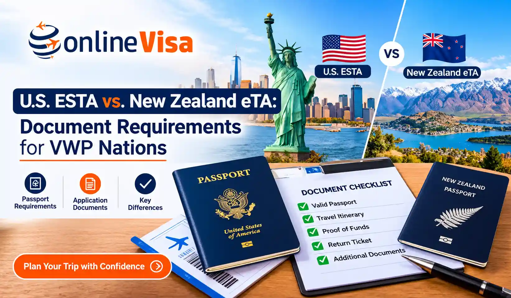 U.S. ESTA vs. New Zealand eTA: Document Requirements for VWP Nations